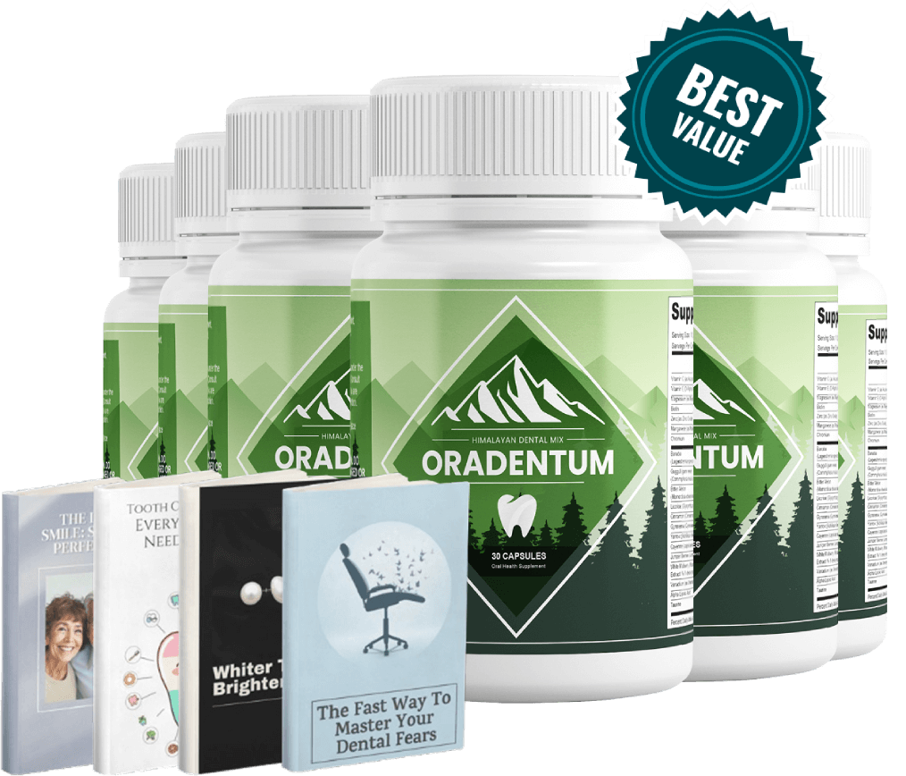 Oradentum supplement bottle for natural gum and dental support