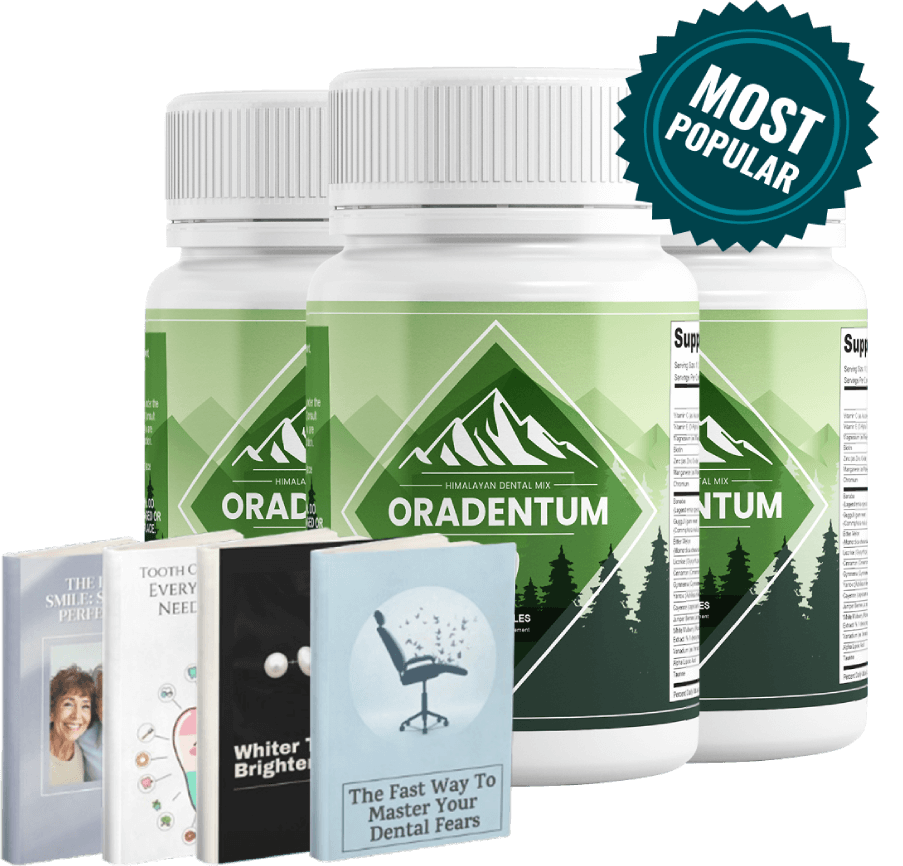 Oradentum supplement bottle for natural gum and dental support